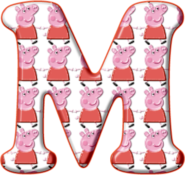 Peppa Pig Red Alphabet 013 - Drawing (381x360)