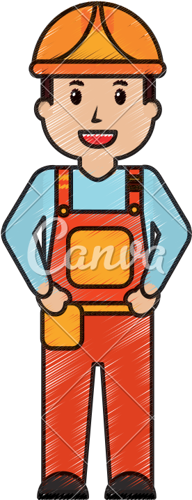 Worker Man Construction Standing Character - Worker Man Construction Standing Character (800x800)