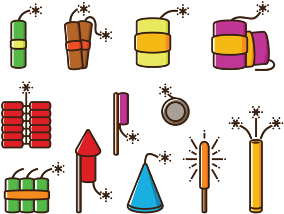 Fire Crackers Vector Icons - Fire Crackers Vector Icons (565x427)