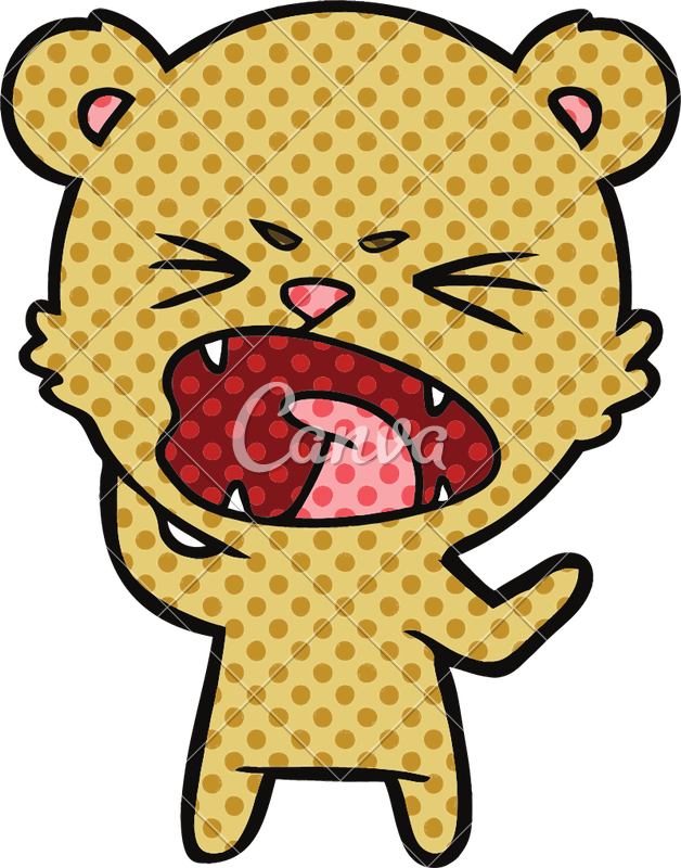 Angry Cartoon Bear Shouting - Angry Cartoon Bear Shouting (628x800)