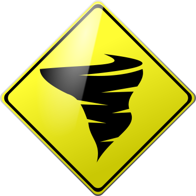 Caution Tornado - Lyle Lw9-11b-24da Traffic Sign, 24 X 24in, Bk/yel, (400x400)