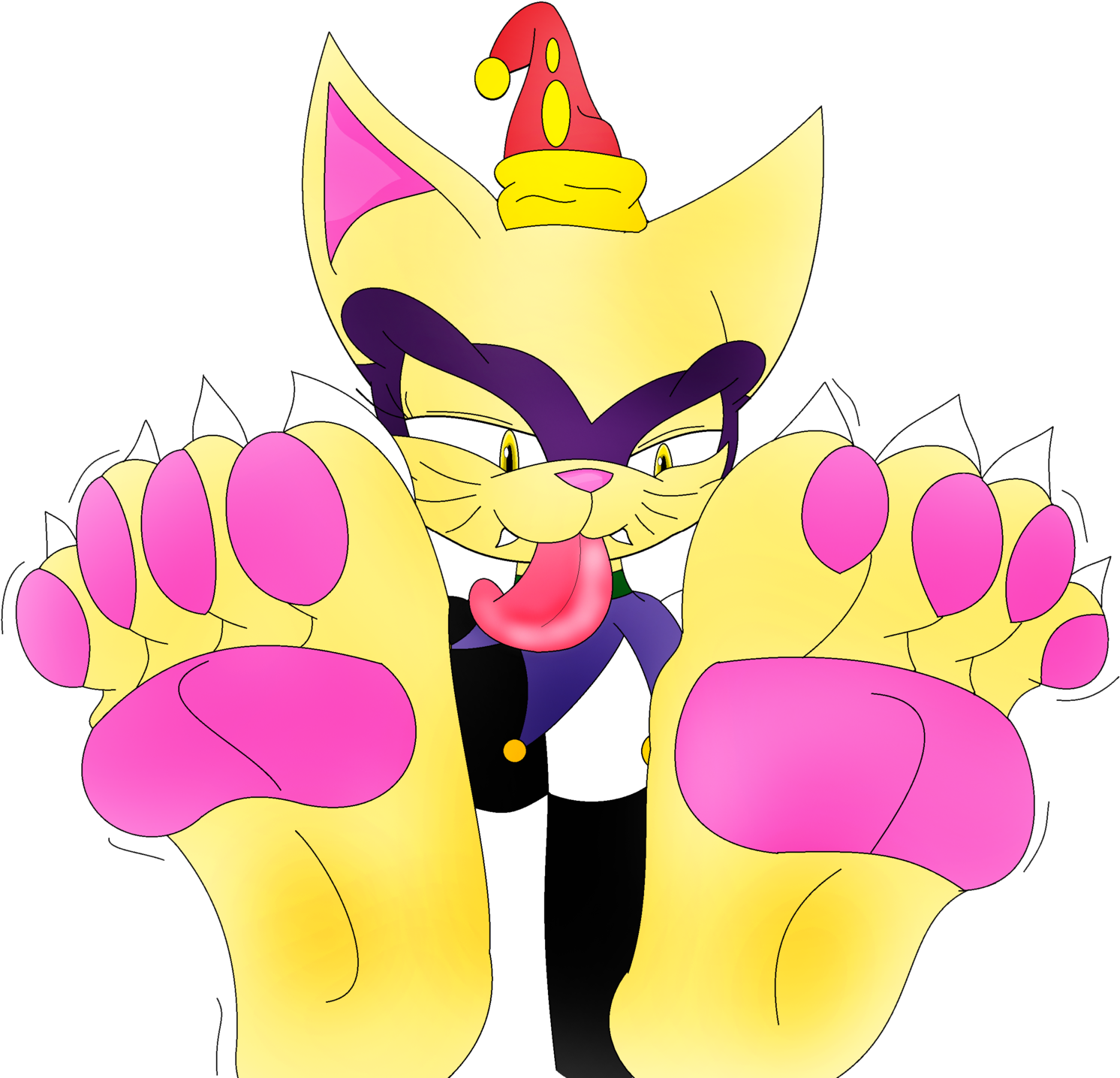Miss White Cat Paw Play By Java-mocha - Cartoon (1600x1463)