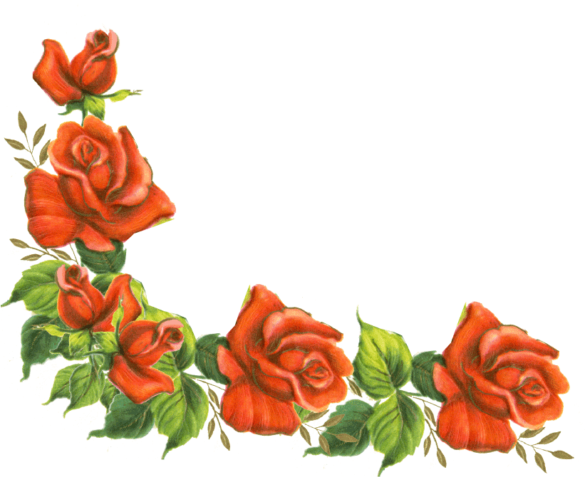 Vintage Frame Clip Art - Rose Corner Border Clipart (822x679)