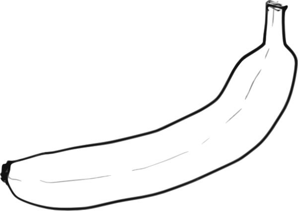 Single Line Art Banana Svg Clip Arts 600 X 424 Px - Single Fruits Black And White (600x424)