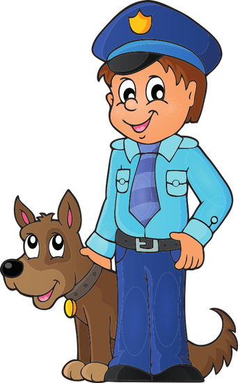 Policeman With Guard Dog - Police Officer With Dog Clipart (342x550)