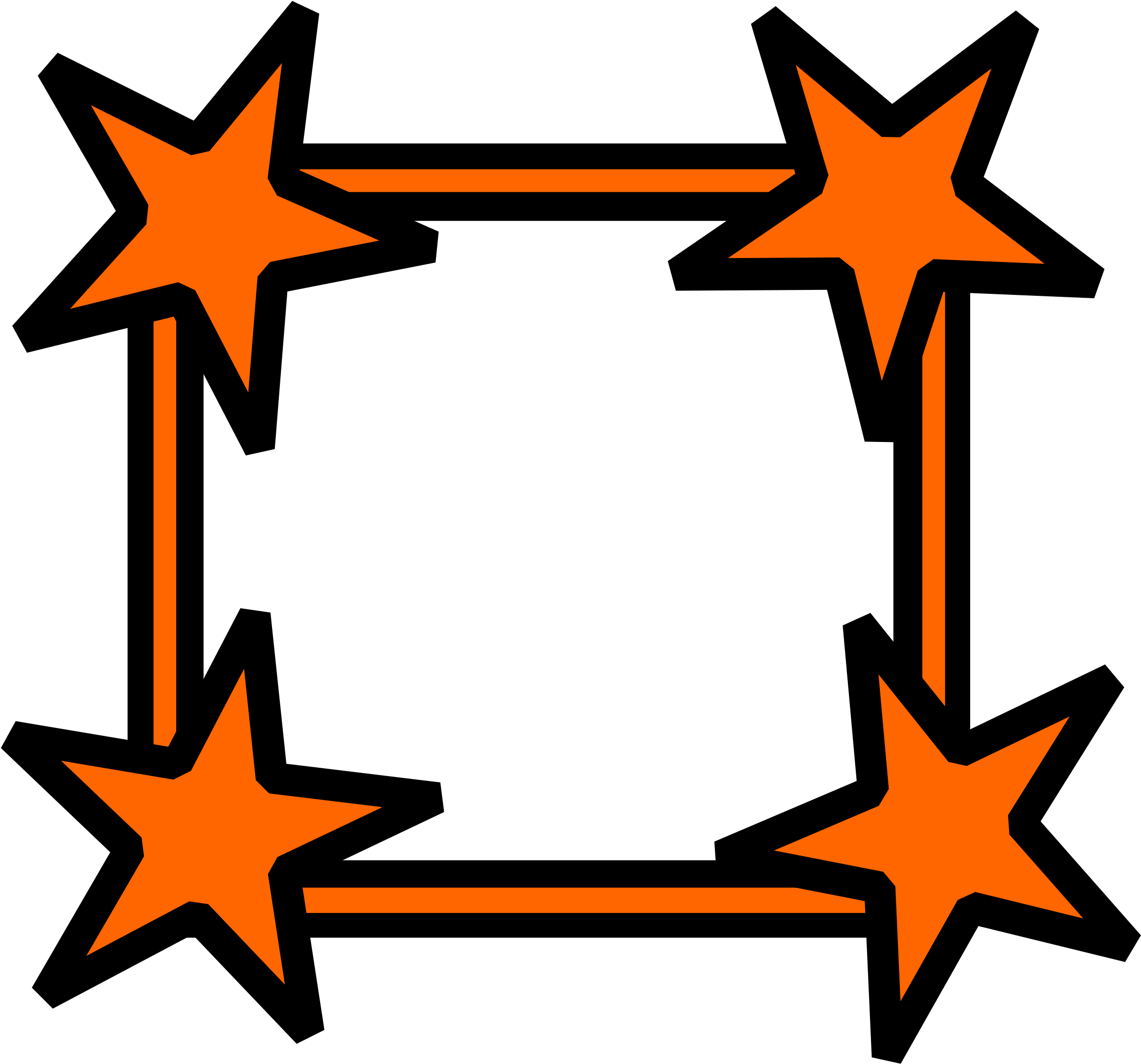 Simple Star Cornered Frame - Portable Network Graphics (2400x2245)