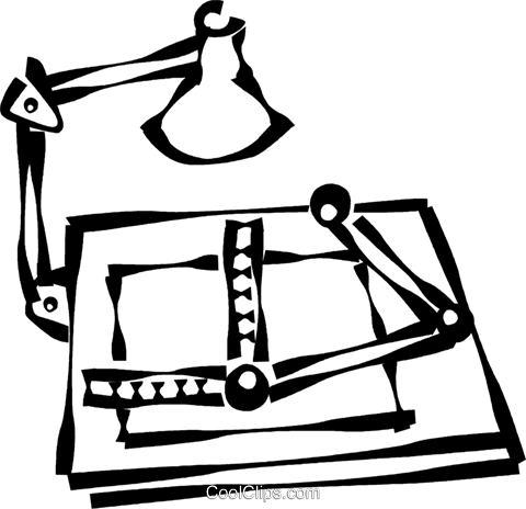 Drafting Table With A Light Royalty Free Vector Clip - Drafting Table With A Light Royalty Free Vector Clip (480x464)