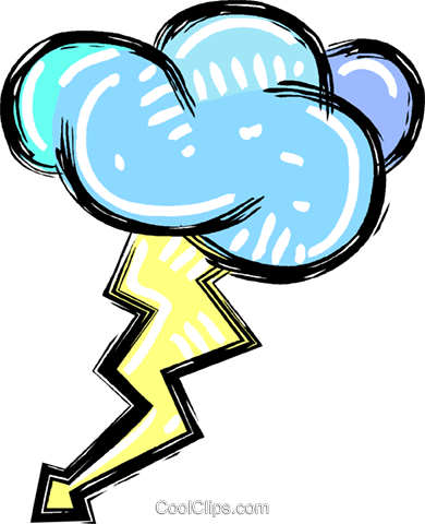 Storm Cloud With Lightning Bolt Royalty Free Vector - Storm Cloud With Lightning Bolt Royalty Free Vector (390x480)