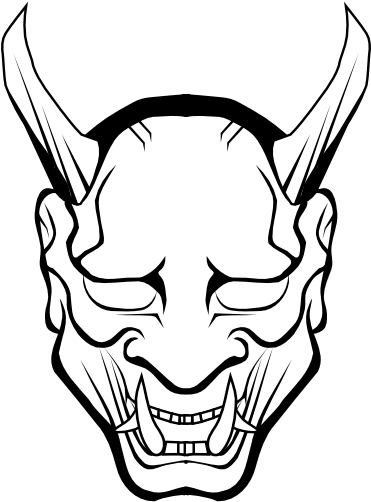 Devil Outline Clip Art At Clker - Oni Mask Drawing (444x596)