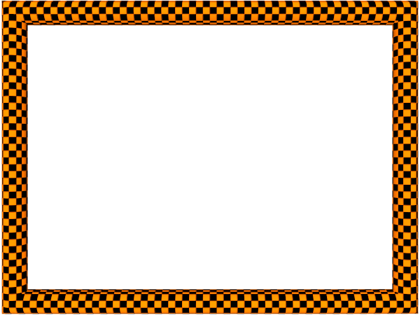 Orange Black Funky Checker Rectangular Powerpoint Border - Clip Art (600x450)
