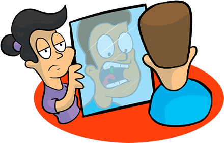 Reflection Clipart Mind Reading - Cartoon (440x282)