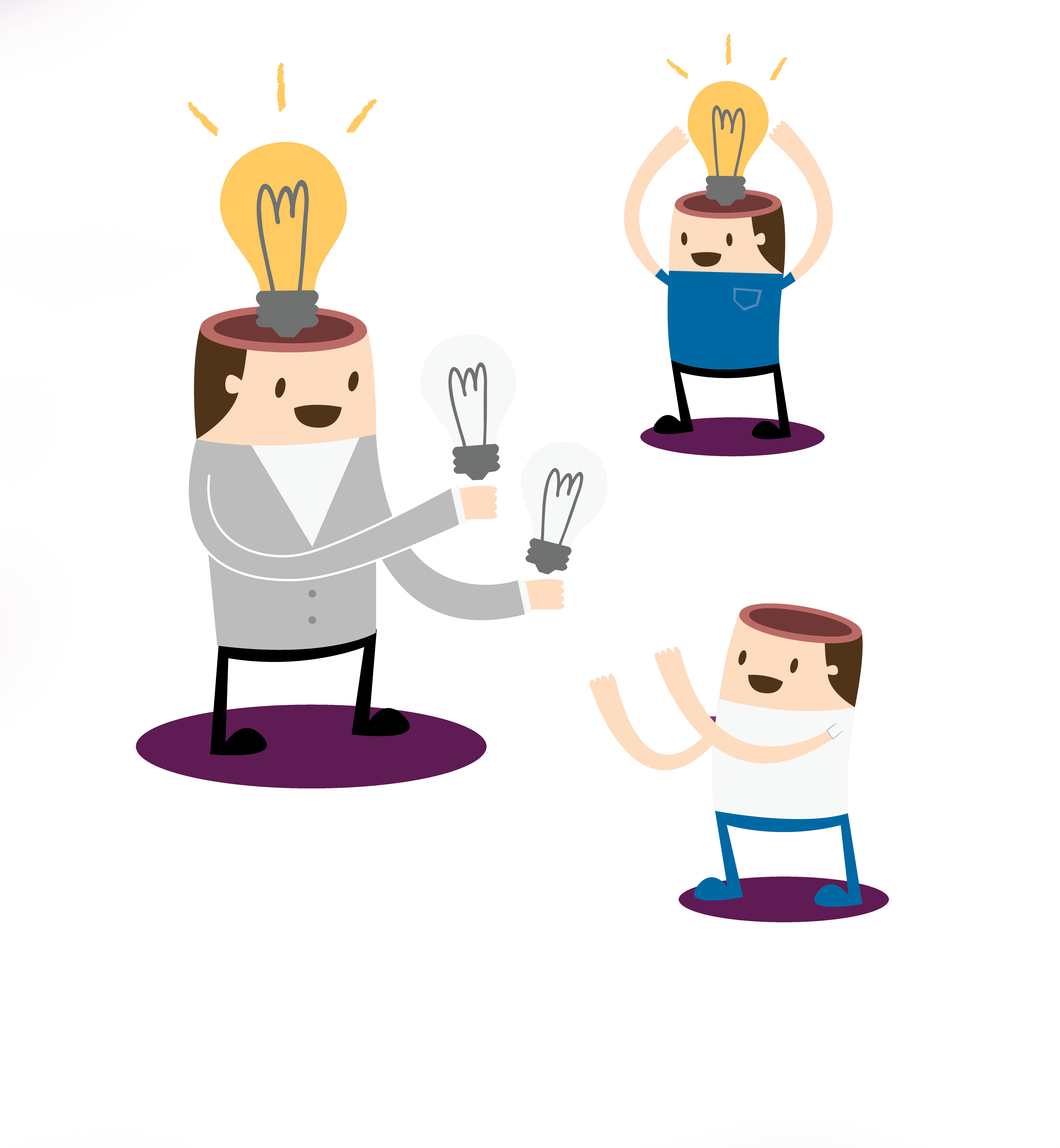 Light Bulb Men Without Suits No Background - Cartoon (6000x6500)