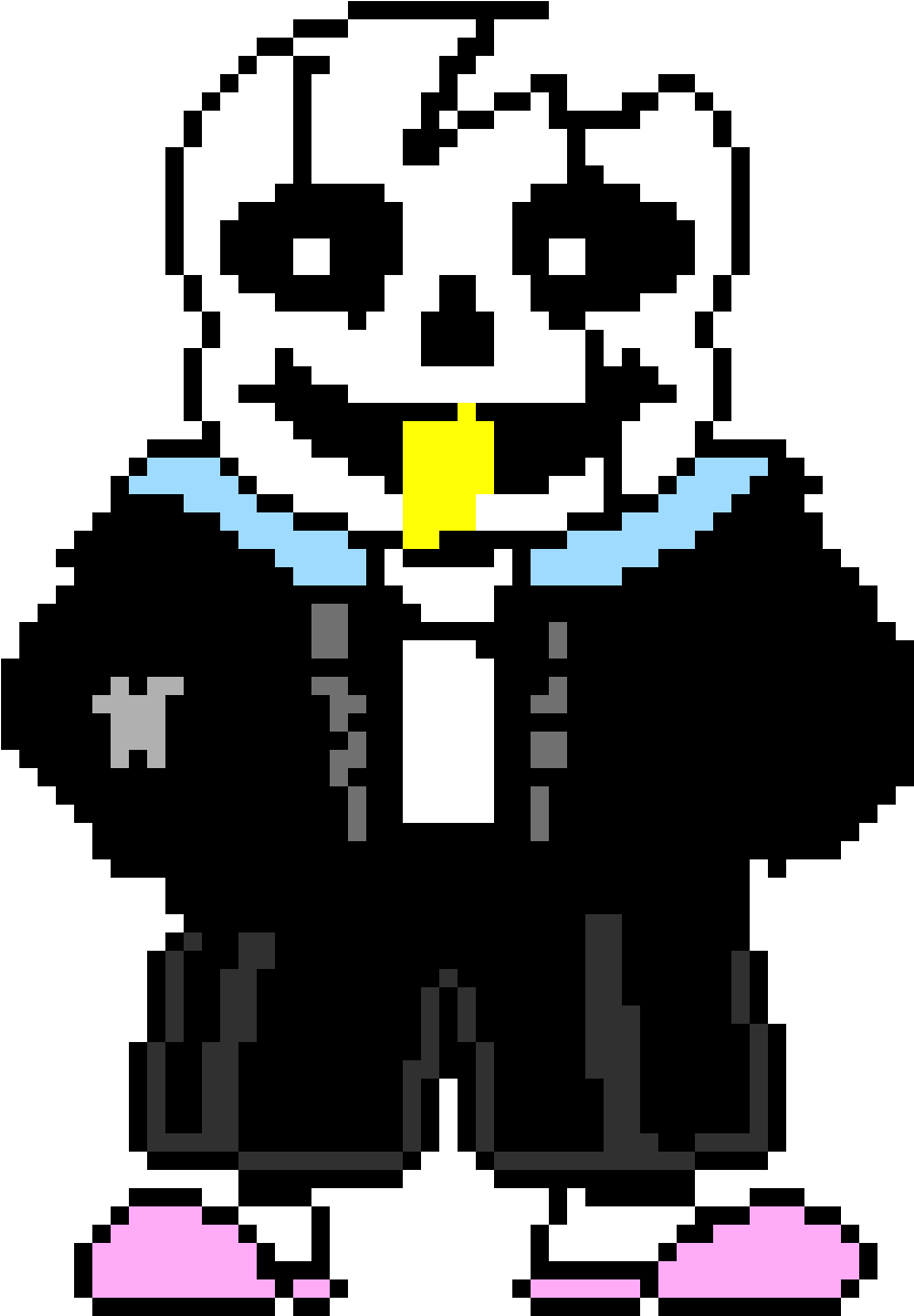 Sans - Blushing - Draw Sans Pixel Art (884x1275)