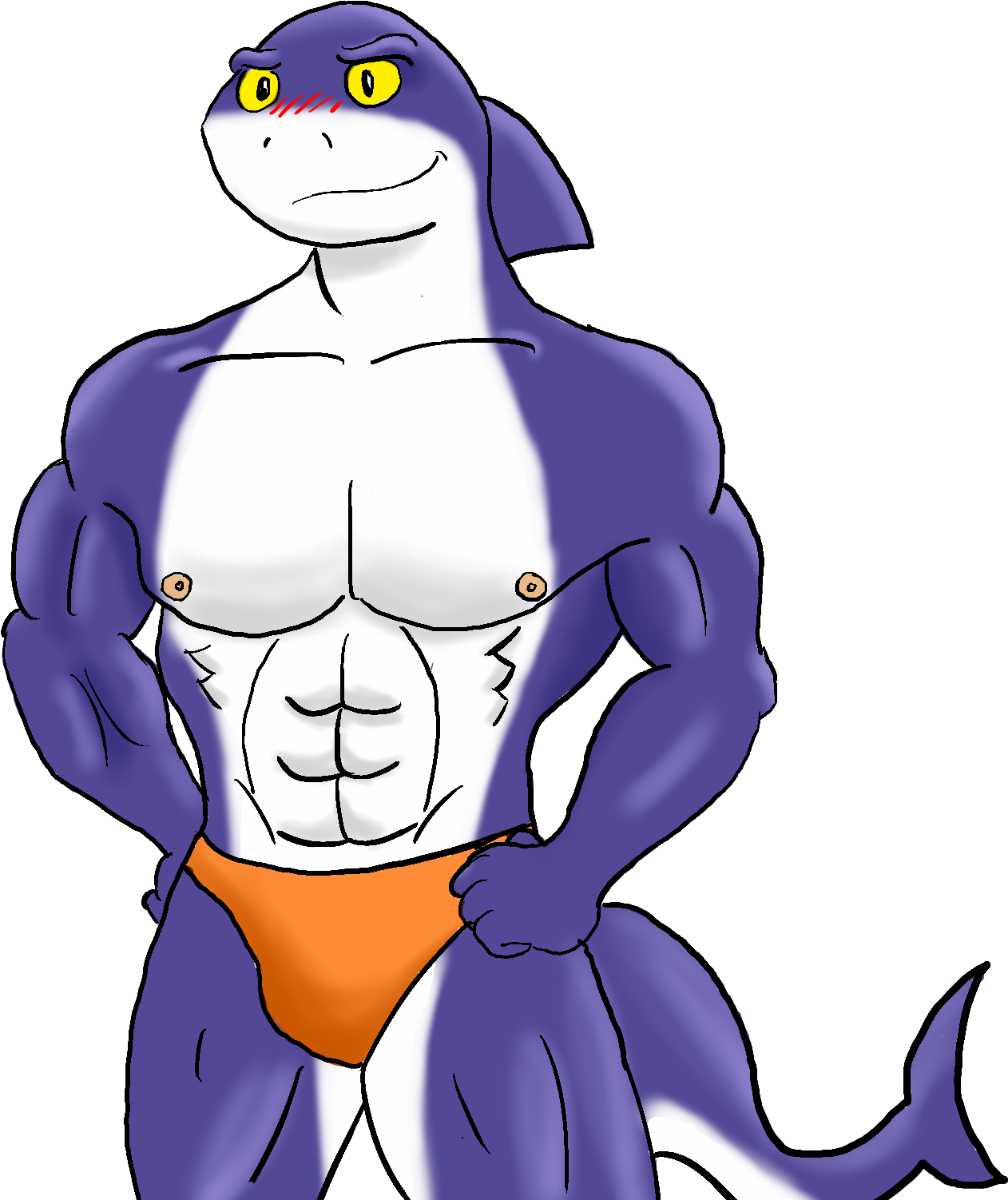 Blushing Blue Shark - Cartoon (1469x1596)
