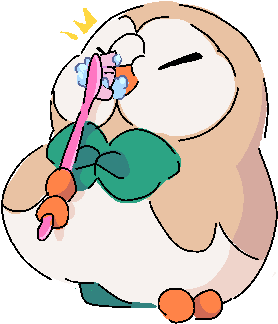 How About Rowlet Brushing His Teeth - Cartoon (342x354)