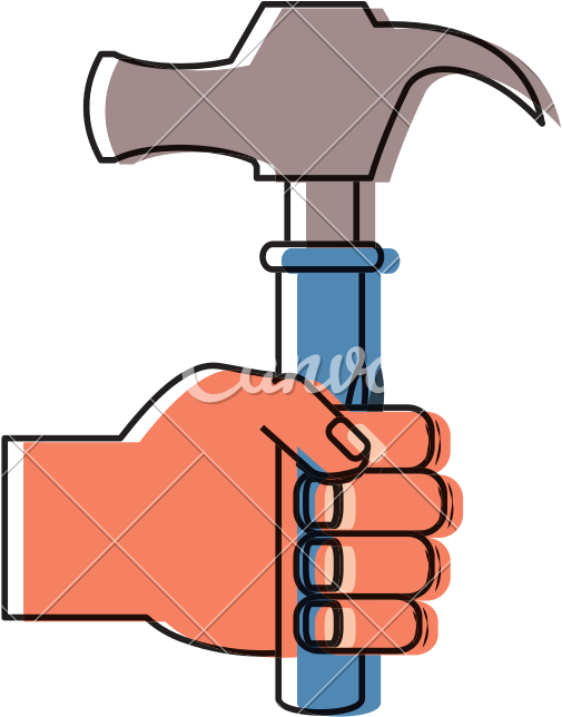 Hand With Hammer Vector Illustration - Illustration (800x800)