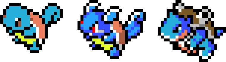 Squirtle Evolution Line - Pixel Art Pokemon Starter (780x230)