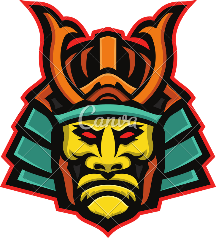 Samurai Warrior Head Mascot - Samurai Head (728x800)
