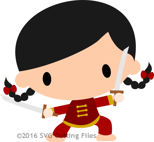 #pp-2937 Chibi Warrior Princess - Cartoon (500x461)