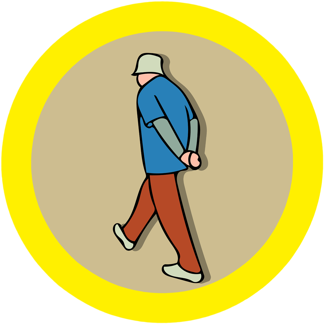 Man Walking Hat - Illustration (1280x1280)