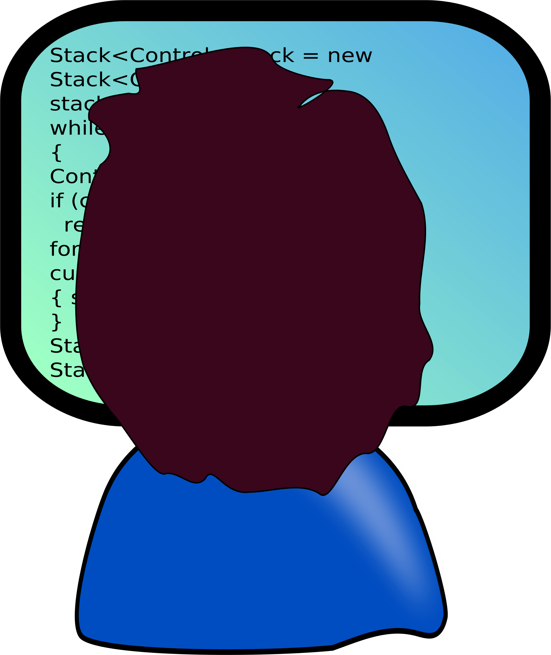 Programmer Looking At Screen With Code Vector Clipart - Clip Art (1787x2124)