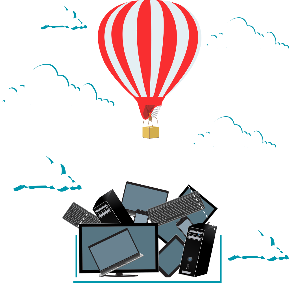 Balloon Clipart Airplane - Vector Graphics (1000x981)