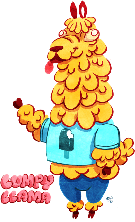 A Lumpy Llama - Cartoon (720x801)