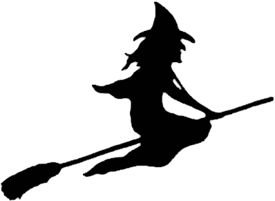Dancing Witch Clipart - Cartoon Witch On Broom (400x303)