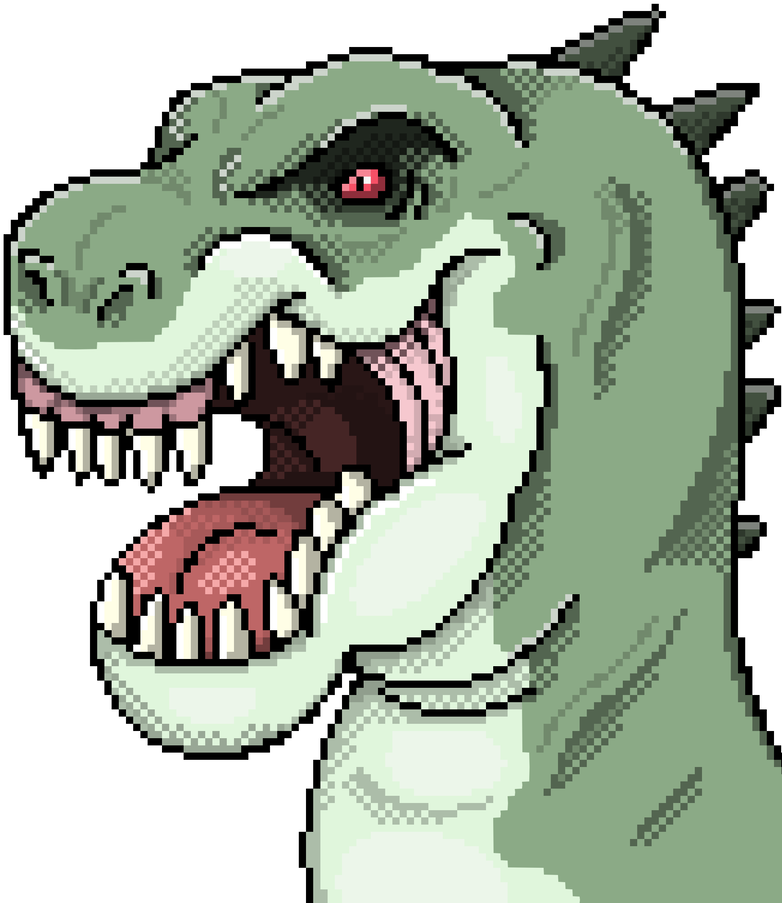Pixelated T-rex By Distortedred0 - Cartoon (800x1000)