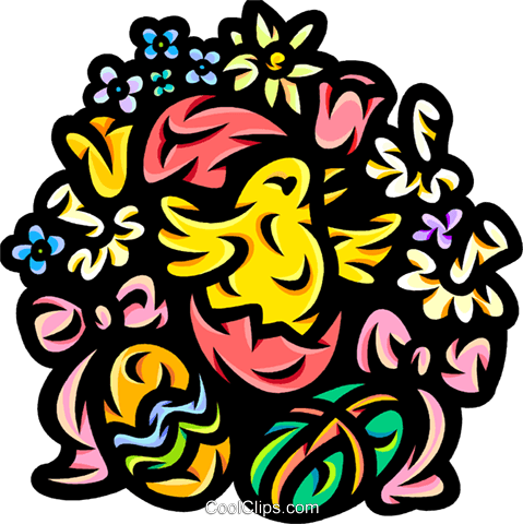 Chicks With Easter Eggs Royalty Free Vector Clip Art - Chicks With Easter Eggs Royalty Free Vector Clip Art (479x480)