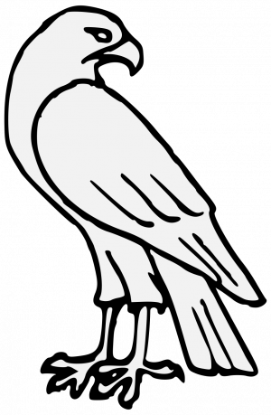 Hawk Coloring Traceable - Falcon Drawing Png (300x459)