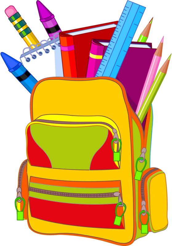 Open Backpack Clipart - Bring Materials To Class (559x800)