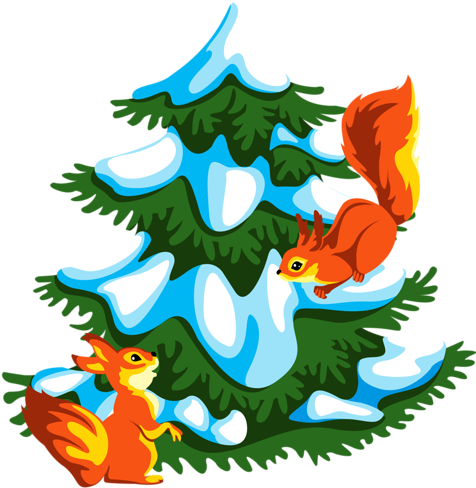 Cartoon Squirrel In Trees (479x500)