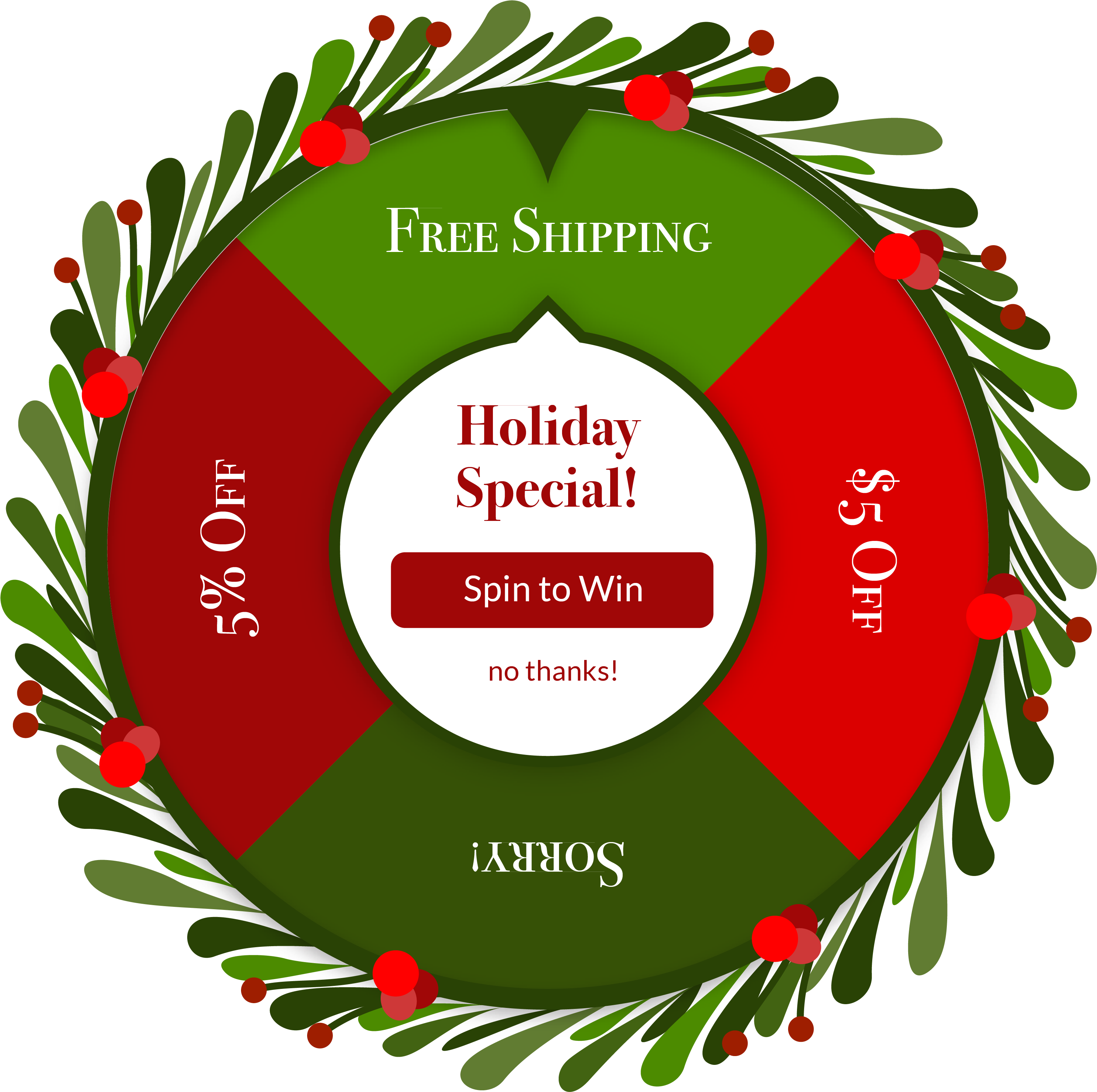 Holiday Spin To Win Example - Christmas Decoration (3334x3335)