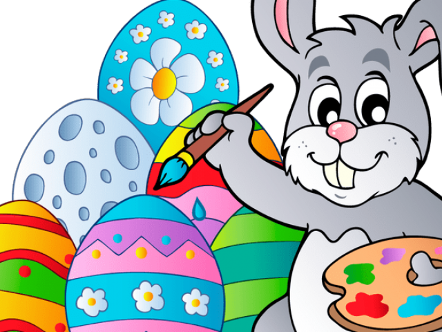 Easter Eggs Clipart Breakfast - Cartoon Easter Bunny With Eggs (640x480)