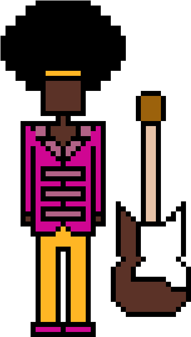 Jimi Hendrix - Deadpool Logo Pixel Art (670x740)