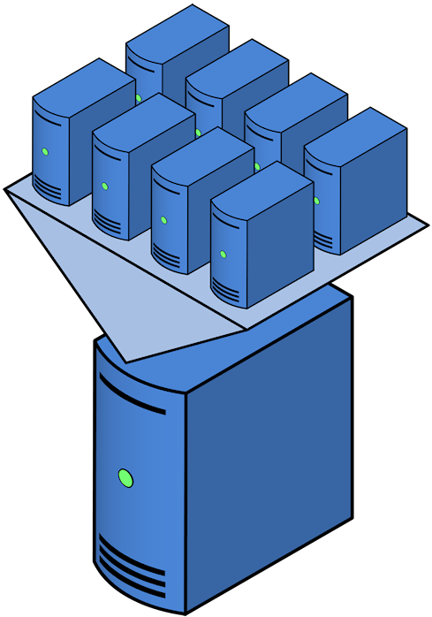 Forward Facing Blue Hypervisor And Vms Blue Isometric - Virtual Server Clipart (489x698)