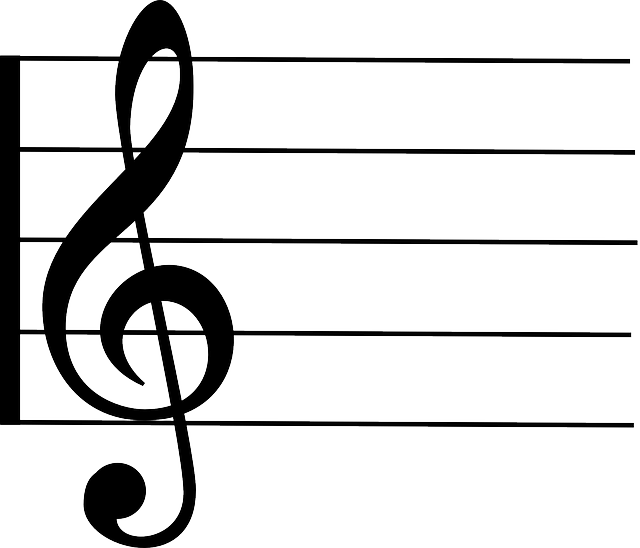 Treble Clef On Stave (640x548)