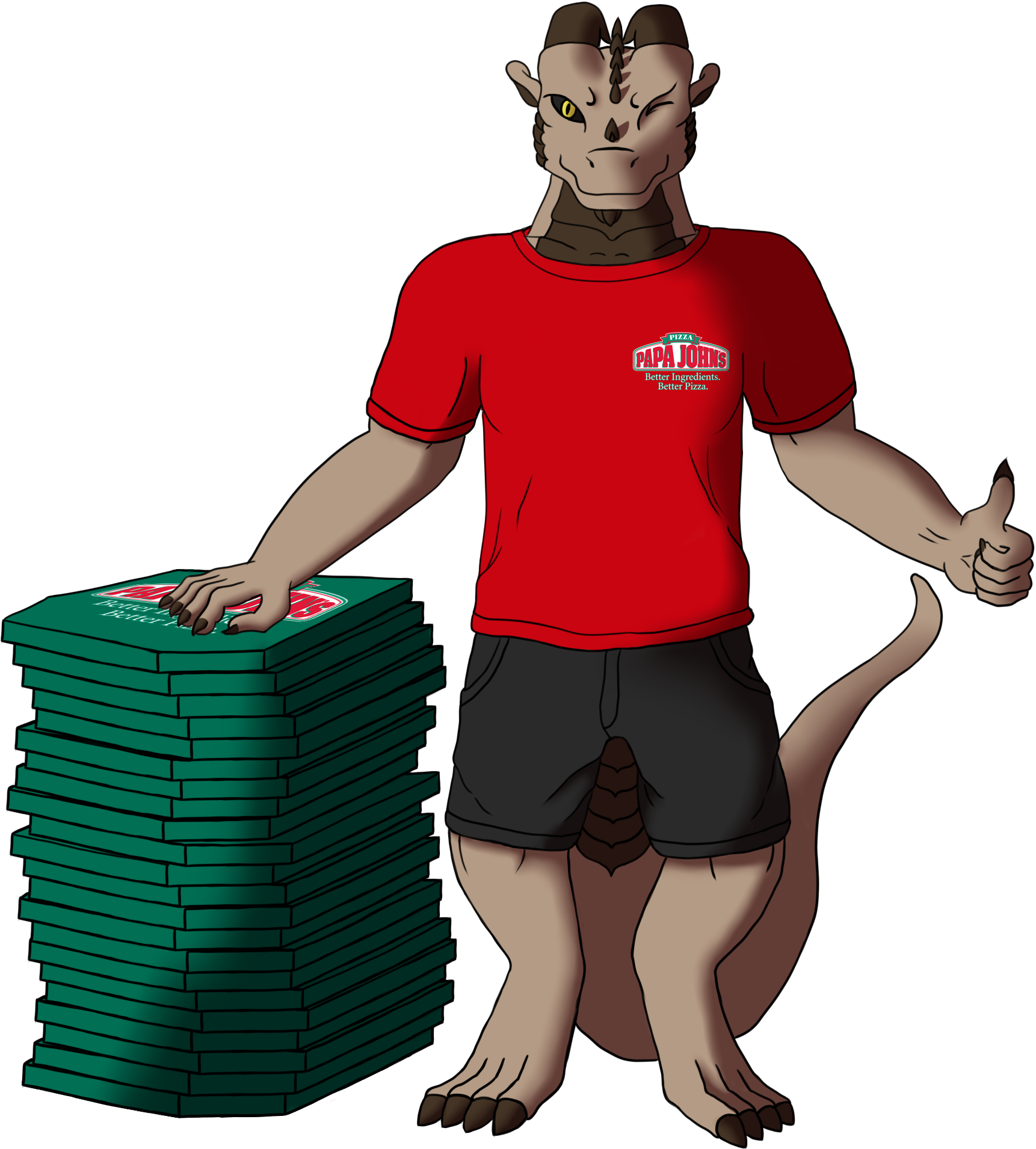 Pizza Delivery Dragon - Cartoon (1722x1910)