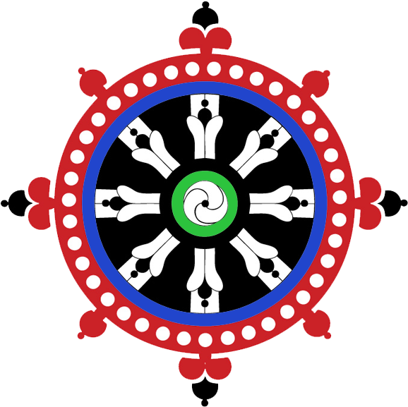 Red Wheel - Buddhist Symbols (590x590)