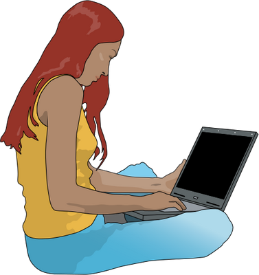 Scientist Using Laptop Computer - Person At Computer Illustration (377x400)