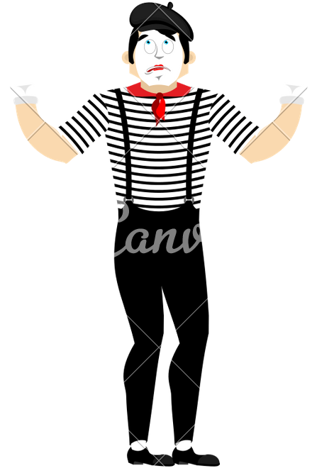 Bewildered Mime Vector Icon Illustration - Illustration (694x800)