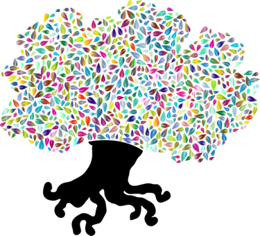 Tree Silhouette Leaf Art - Clip Art (375x340)