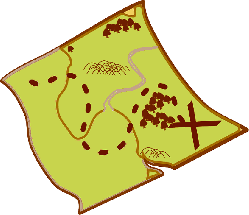 Scroll, Simple, Map, Cartoon, Template, Compass, Road - Map Clip Art (800x692)