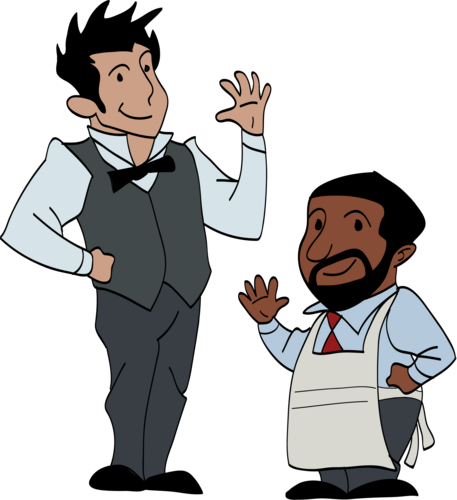 Leicester Bartender - Cartoon (457x500)