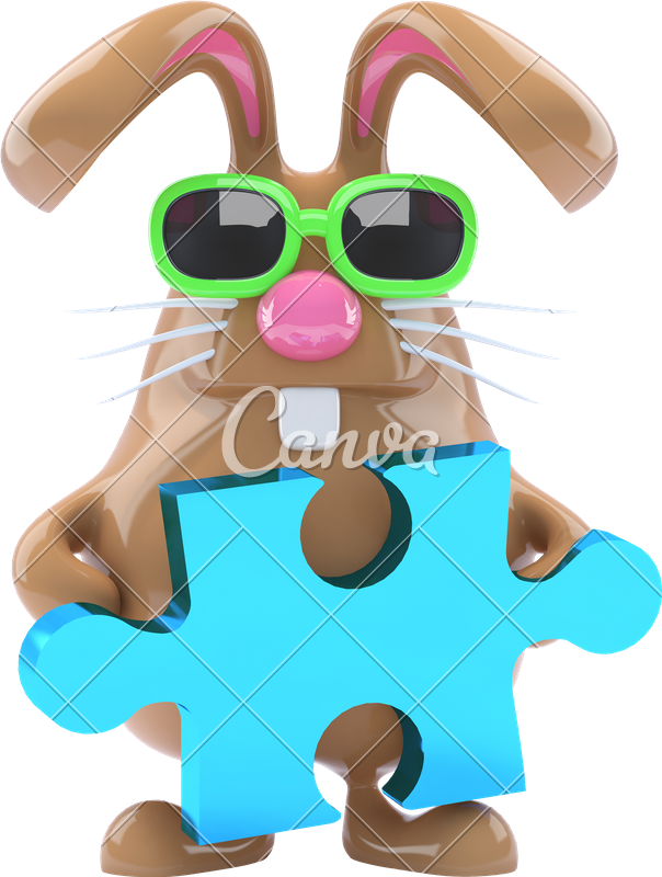 3d Easter Bunny Solves The Puzzle - Bunny Binoculars (604x800)