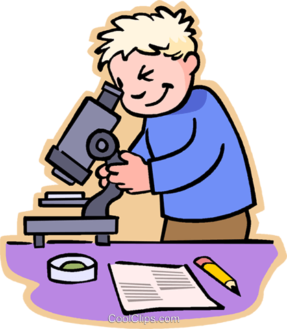 Boy Scientist Clipart - Kids Looking Through Microscope (419x480)