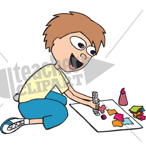 Child Pasting Clipart (500x500)