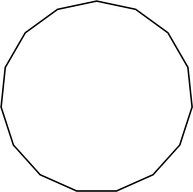 Regular Polygon 15 Vertex Animation - Thin Circle Outline (637x633)