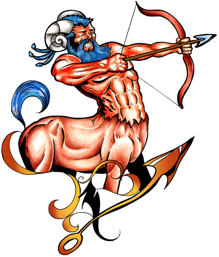 Sagittarius Designs - Tattoo Design Sagittarius Colored (450x528)